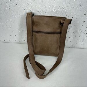 Fred De La Bretoniere Brown Distressed Leather Crossbody Bag Purse